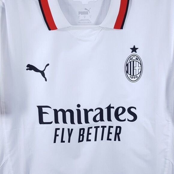 Puma ACM Mens Large White AC Milan Emirates Fly Better Soccer Futbol Jersey $140 - Picture 3 of 13